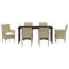 vidaXL Set da Pranzo per Giardino con cuscino 7 pcs Beige polyrattan