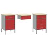 vidaXL Mobile da lavoro con cassetto 7 pcs Rosso 150 x 55 x 200 cm