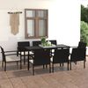 vidaXL Set da Pranzo da Giardino 9 pz in Polyrattan Nero