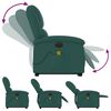 vidaXL Poltrona Alzapersona Massaggiante Elettrica Verde Scuro Tessuto
