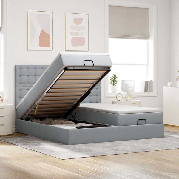 vidaXL Struttura Letto Pouf con Materassi 160x200 cm in Tessuto