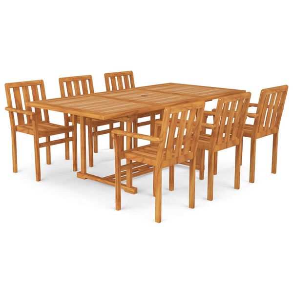 vidaXL Set da Pranzo da Giardino 7 pz in Legno Massello di Teak
