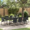 vidaXL Set da Pranzo per Giardino 9 pcs Nero