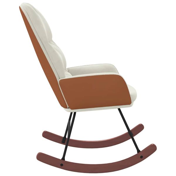 vidaXL Sedia a Dondolo in Velluto Crema Bianco