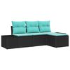 vidaXL Set Divano da Giardino 4 pz Nero e Turchese polyrattan