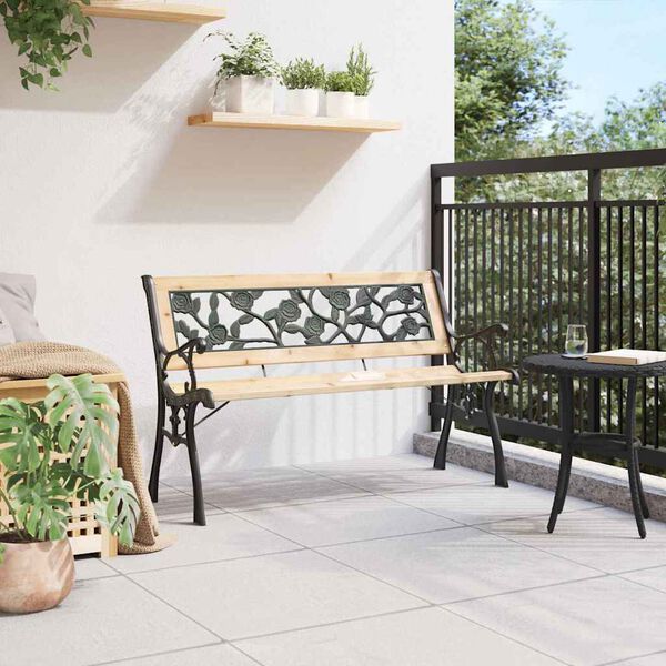 vidaXL Panchina da giardino con cuscino Marrone 116 x 54 x 73 cm legno
