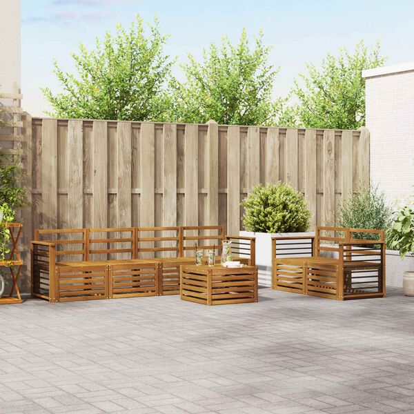 vidaXL Set divani 7 pcs Naturale Legno di Acacia Massello