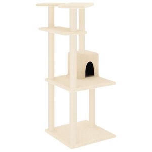 vidaXL Albero per Gatti con Tiragraffi in Sisal Crema 123 cm