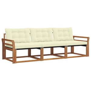 vidaXL Set di divani da esterno con cuscino 3 pcs Naturale e Crema