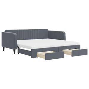 vidaXL Divano Letto Estraibile Cassetti Grigio Scuro 100x200cm Velluto