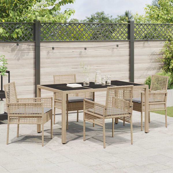vidaXL Set da Pranzo per Giardino 5 pcs Beige polyrattan