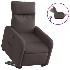 vidaXL Poltrona Alzapersona Reclinante Elettrica Marrone Scuro Tessuto