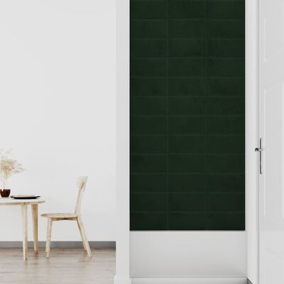 vidaXL Pannelli Murali 12 pz Verde Scuro 30x15 cm Velluto 0,54 m²