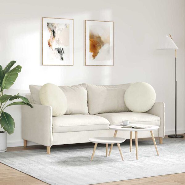 vidaXL Cuscini per Seduta 2 pcs Crema &Oslash; 40 x 13 cm Velluto