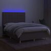 vidaXL Letto a Molle con Materasso e LED Tortora 140x190 cm in Tessuto
