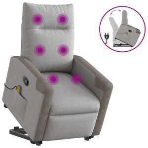 vidaXL Poltrona Alzapersona Massaggi Reclinabile Grigio Nuvola Tessuto
