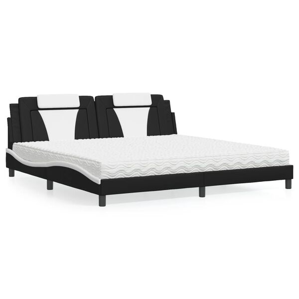 vidaXL Letto Viana con Materasso Nero e Bianco 200x200cm in Similpelle