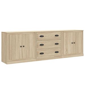 vidaXL Credenze 3 pz Rovere Sonoma in Legno Multistrato
