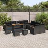 vidaXL Set Divano da Giardino 14 pcs Nero polyrattan