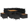 vidaXL Set Divano da Giardino con cuscino Nero Poly Rattan