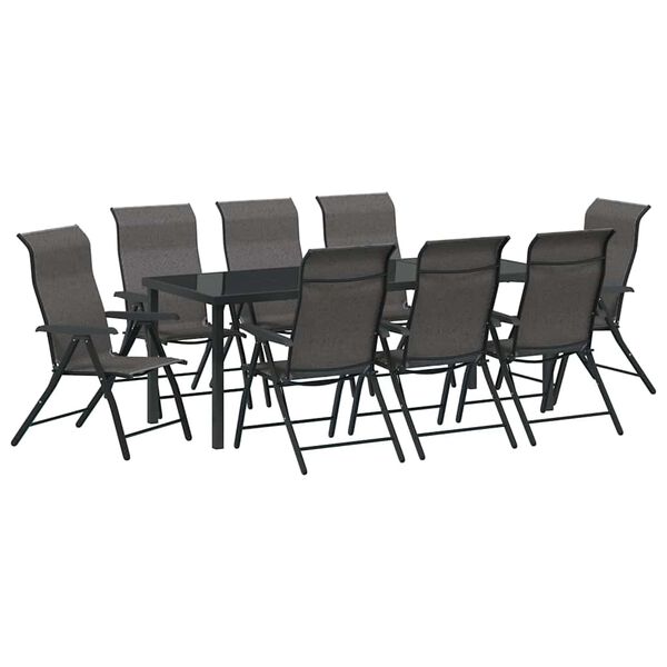 vidaXL Set da Pranzo per Giardino 9 pcs Grigio