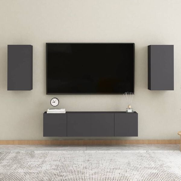 vidaXL Mobile Porta TV Grigio 30,5x30x60 cm in Legno Multistrato