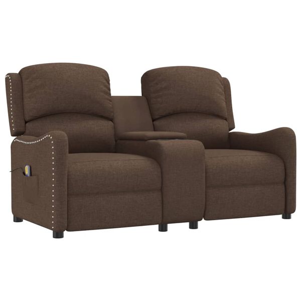 vidaXL Divano Massaggio a 2 Posti con Portabicchieri Marrone