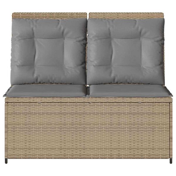 vidaXL Panchina da giardino con cuscino Beige Poly Rattan
