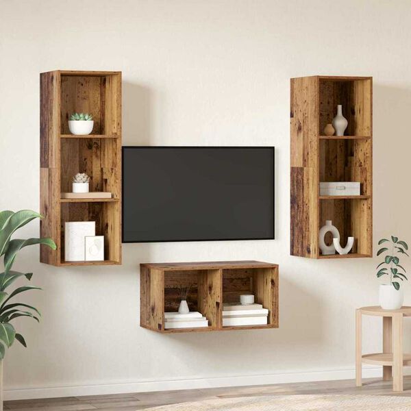 vidaXL Set mobile TV Legno vecchio 37 x 37 x 107 cm Legno multistrato