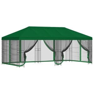 vidaXL Gazebo con pareti laterali 6 x 3 m Verde Poliestere e Acciaio
