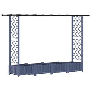 vidaXL Letto Rialzato con Griglia e Tetto Grigio 203 x 40 x 121 cm PP