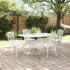 vidaXL Set da Pranzo per Giardino 5 pcs Bianco Alluminio