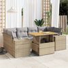 vidaXL Set Divani da Giardino 7 pz con Cuscini Beige in Polyrattan
