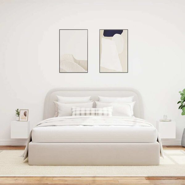 vidaXL Mobili TV a Parete con Luci LED 2pz Bianchi 30,5x35x30 cm