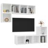 vidaXL Set Mobili Porta TV 4 pz Bianco in Legno Multistrato