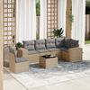 vidaXL Set Divani da Giardino 7 pz con Cuscini Beige in Polyrattan
