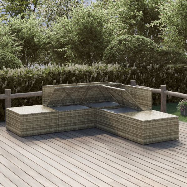 vidaXL Set Divani da Giardino 5 pz con Cuscini in Polyrattan Grigio