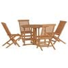 vidaXL Set da Pranzo Pieghevole per Esterni 5pz Legno Massello di Teak