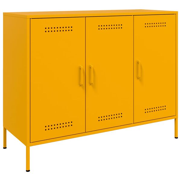 vidaXL Credenza Giallo Senape 100,5x39x79 cm in Acciaio