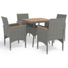 vidaXL Set Mobili da Pranzo da Giardino 5 pz Grigio Polyrattan Acacia