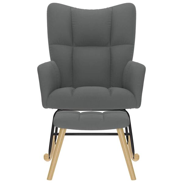 vidaXL Poltrona a Dondolo con Poggiapiedi Grigio Scuro in Tessuto