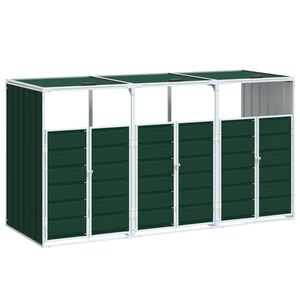 vidaXL Copribidone con Ruote per 3 Bidoni Verde 216x81x115 cm Acciaio