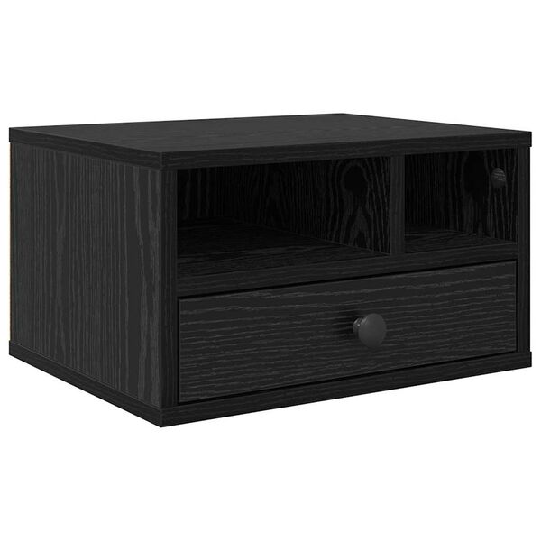 vidaXL Supporto per Stampante con cassetto Rovere Nero 40 x 32 x 24 cm