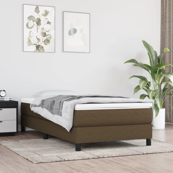 vidaXL Struttura Letto a Rete a Molle Marrone Scuro 90x190 cm Tessuto