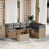 vidaXL Set Divani da Giardino 7 pz con Cuscini Beige in Polyrattan
