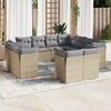 vidaXL Set Divani da Giardino 11 pz con Cuscini Beige in Polyrattan