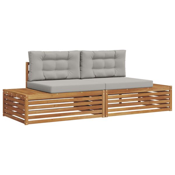 vidaXL Set di divani da esterno 2 Pezzo Grigio Naturale e Chiaro