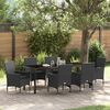 vidaXL Set da Pranzo per Giardino con cuscino 7 pcs Nero polyrattan