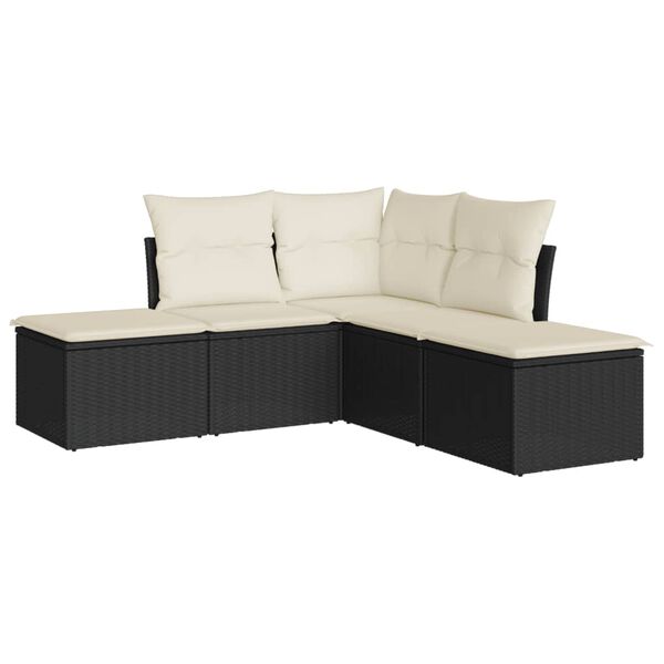 vidaXL Set Divani da Giardino 5 pz con Cuscini in Polyrattan Nero
