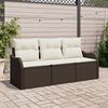 vidaXL Set Divano da Giardino con cuscino 3 pcs Marrone Poly Rattan